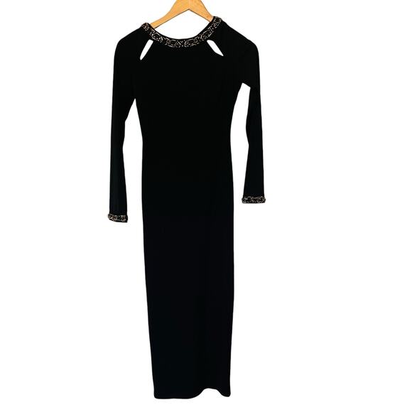 ASOS Beaded Shoulder Cut Out Midi Dress Size 0 Black - Picture 1 of 7